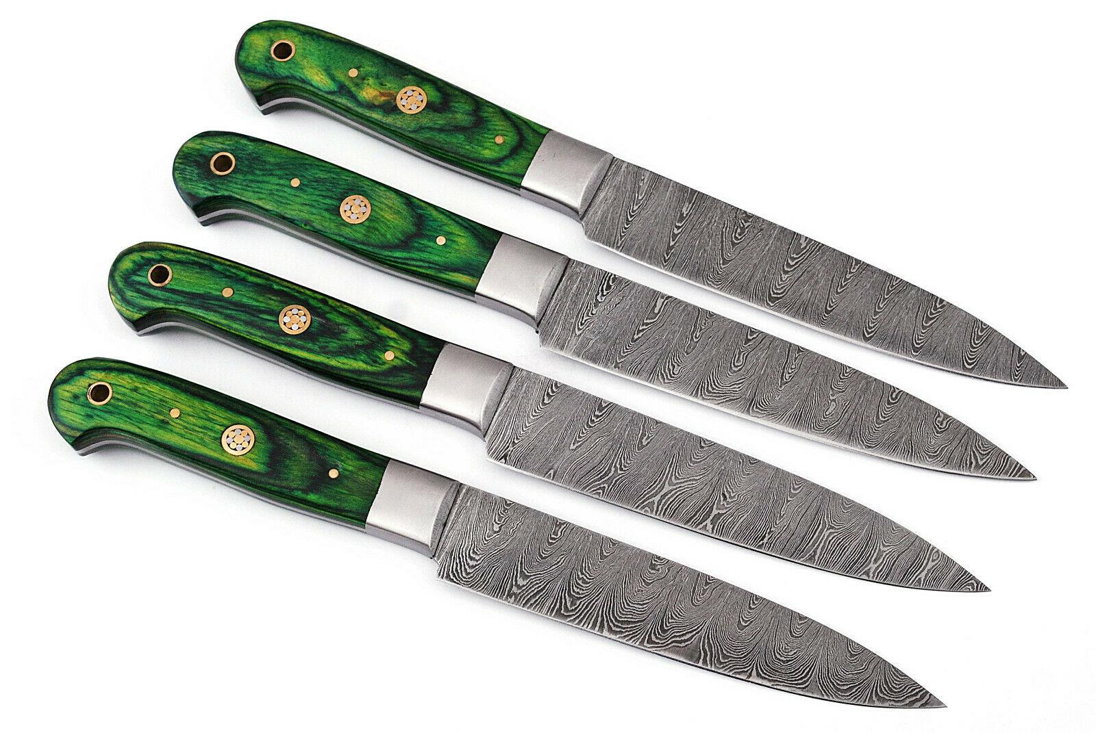 Chef Knife Set | Professional 4pc Kitchen Knives with Wood Handles