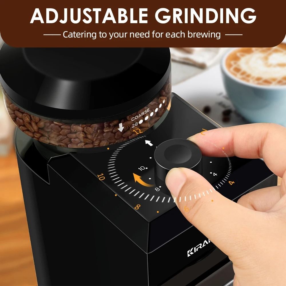 Automatic Burr Mill Coffee Grinder With 28 Adjustable Gears For Espresso French Press And Drip Coff 2