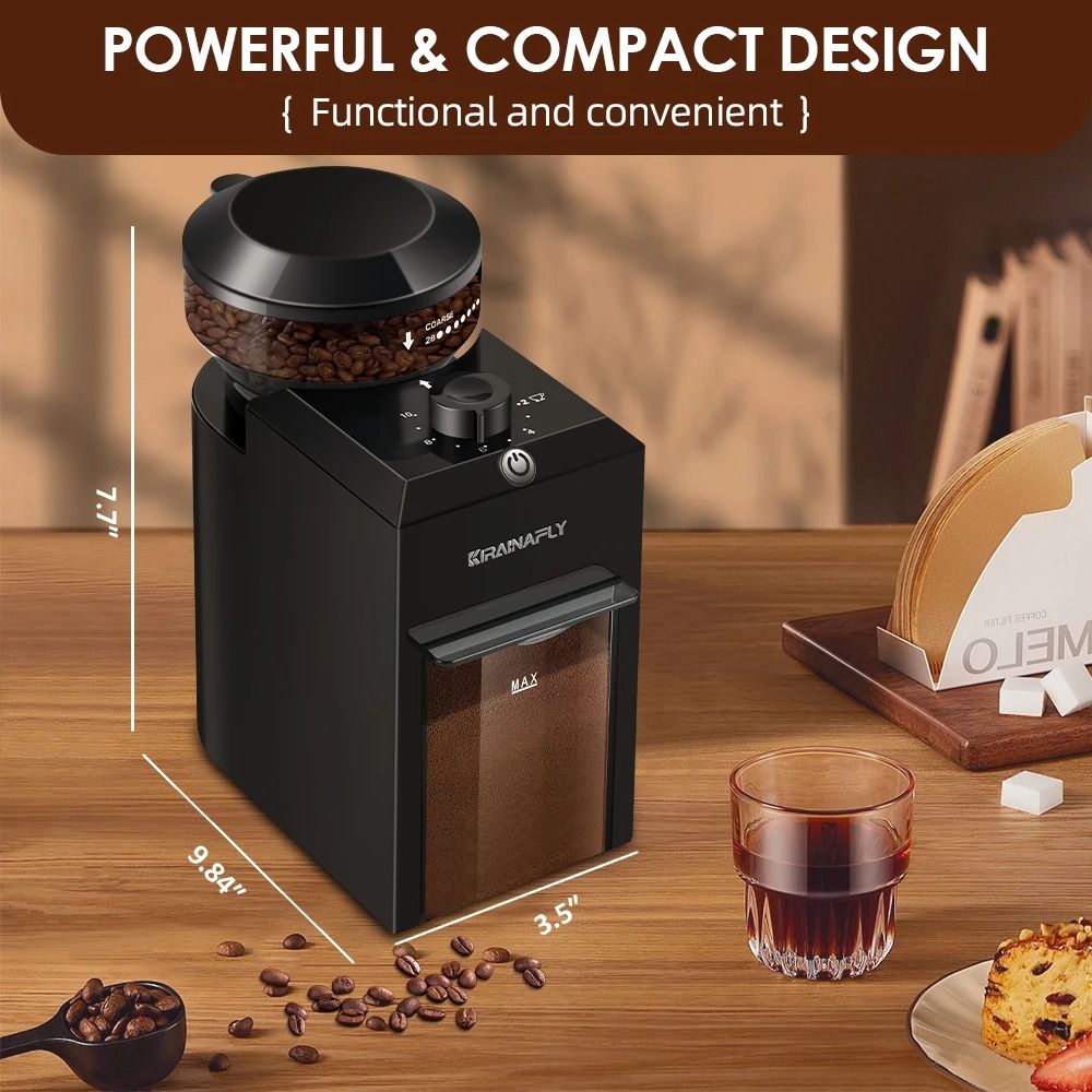 Automatic Burr Mill Coffee Grinder With 28 Adjustable Gears For Espresso French Press And Drip Coff 5