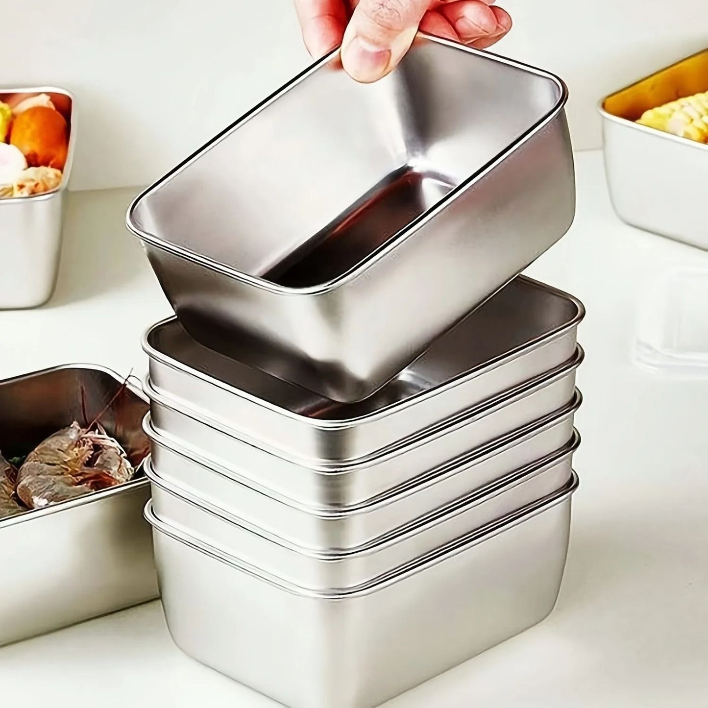 6 Piece Stainless Steel Food Storage Containers with Lids Stackable Leakproof Set