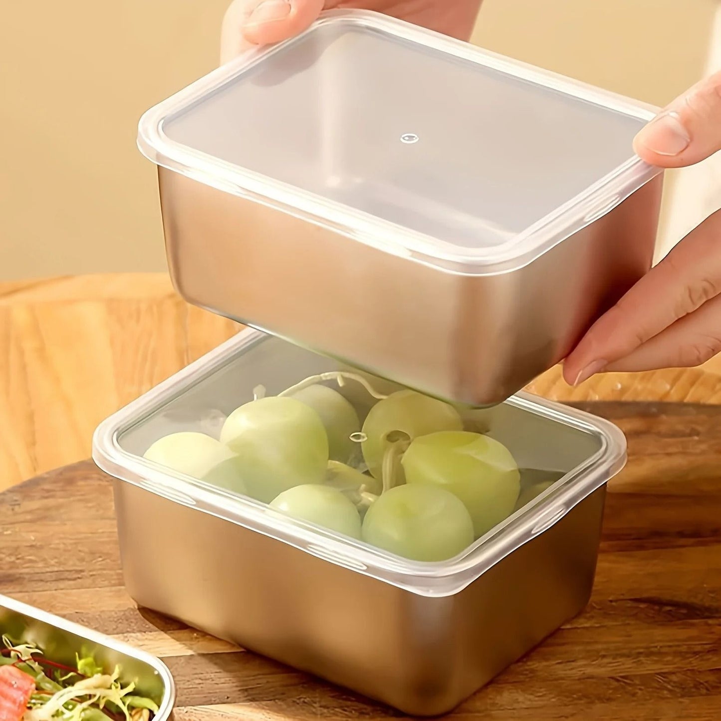 6 Piece Stainless Steel Food Storage Containers With Lids Stackable Leakproof Set 5