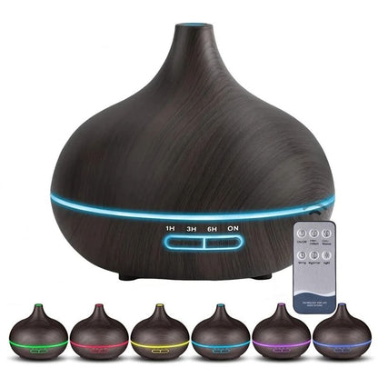 550ml Wood Color USB Aroma Diffuser With Remote And 7 Color LED Lights 1