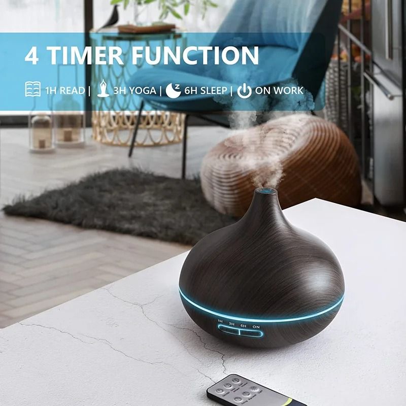 550ml Wood Color USB Aroma Diffuser With Remote And 7 Color LED Lights 5