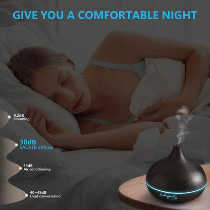 550ml Wood Color USB Aroma Diffuser With Remote And 7 Color LED Lights 6