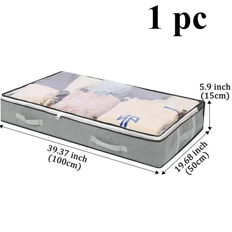 Dustproof Under Bed Storage Box With Reinforced Handles For Comforter Blanket Pillow And Toys 2