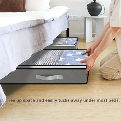 Dustproof Under Bed Storage Box With Reinforced Handles For Comforter Blanket Pillow And Toys 4
