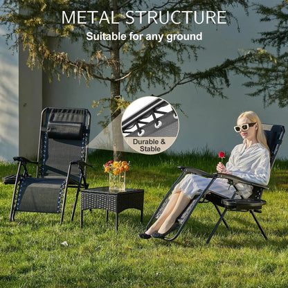 Zero Gravity Recliner Lounge Chair With Cup Holder Tray And Adjustable Pillow Portable Outdoor Pati 1