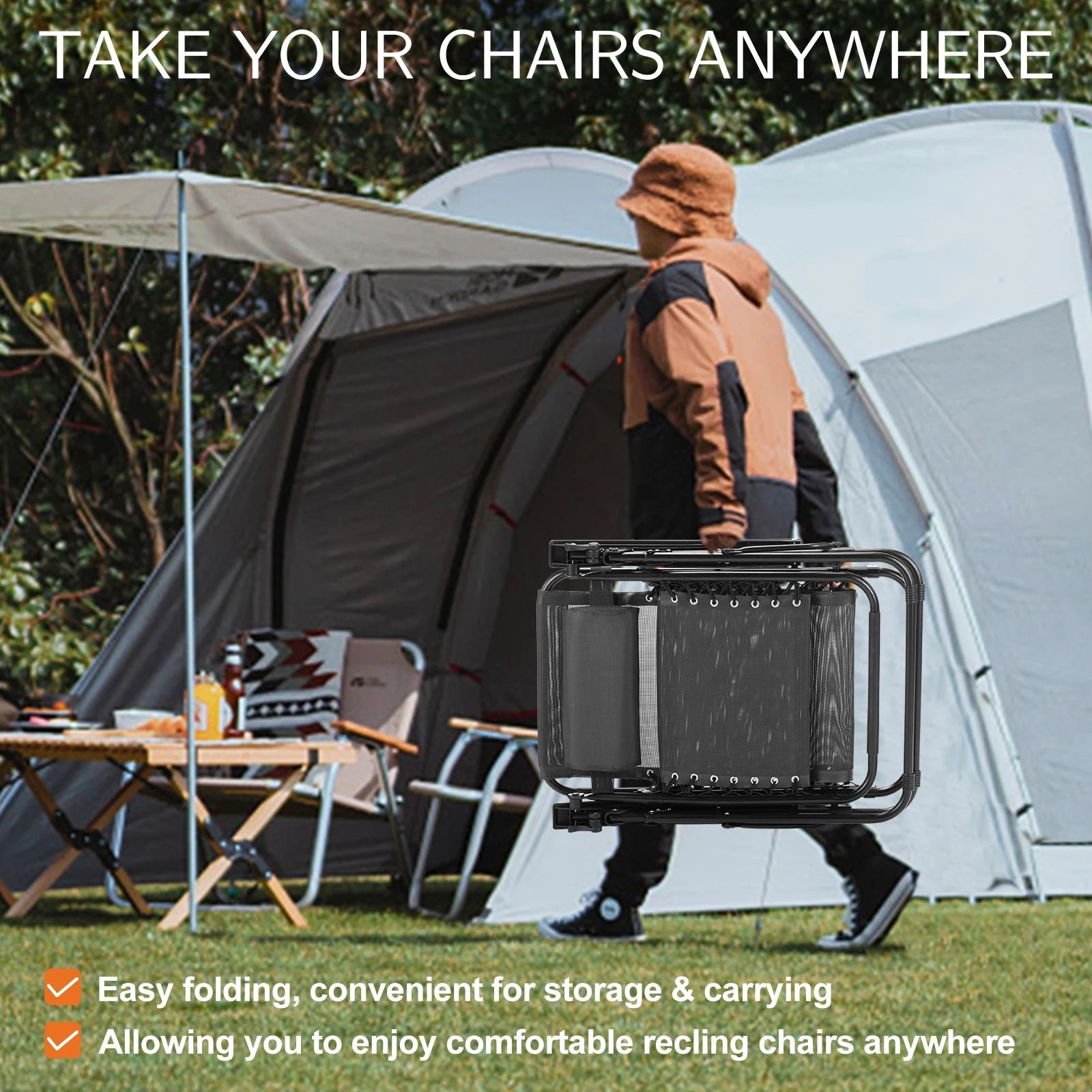 Zero Gravity Recliner Lounge Chair With Cup Holder Tray And Adjustable Pillow Portable Outdoor Pati 5