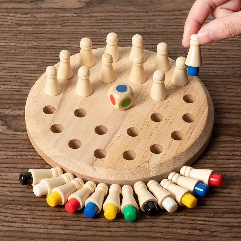 Wooden Memory Match Stick Board Game Montessori Educational Puzzle for Kids and Family