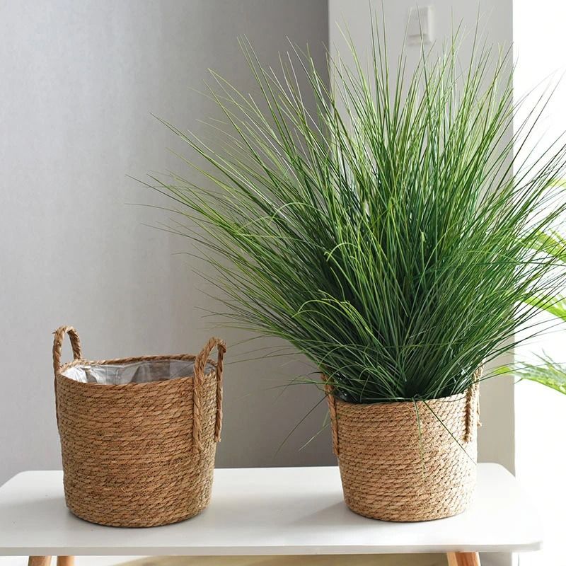 Handmade Straw Woven Basket Planter  Storage Holder 1