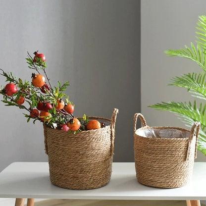 Handmade Straw Woven Basket Planter  Storage Holder 4