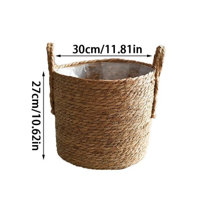 Handmade Straw Woven Basket Planter  Storage Holder 6