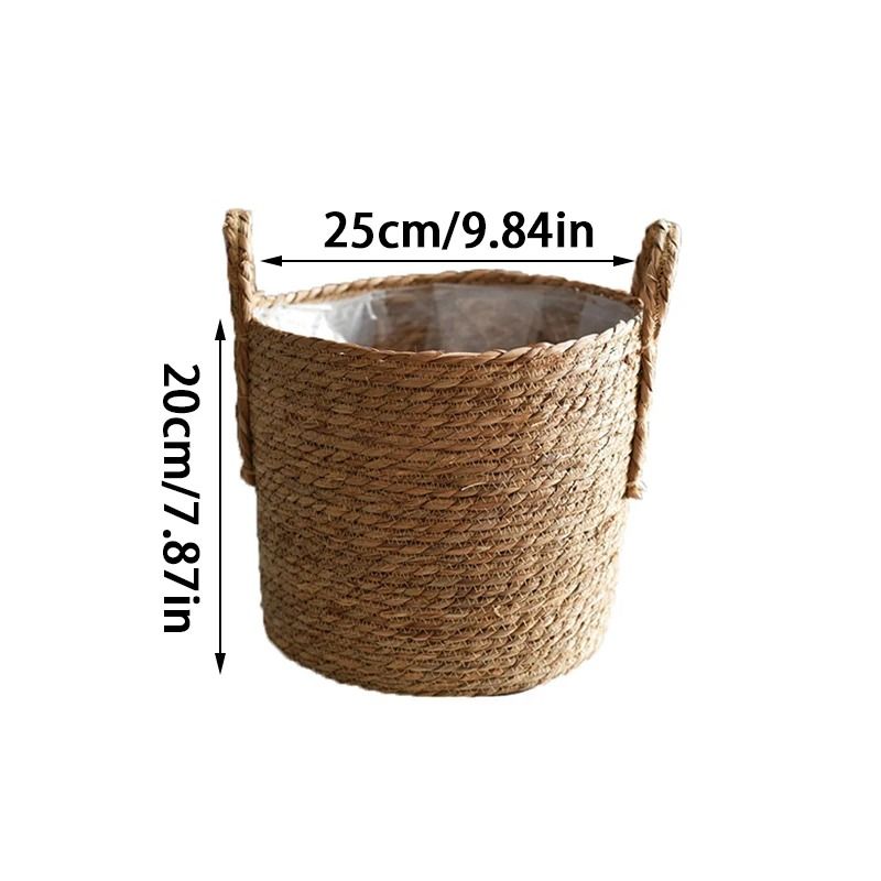 Handmade Straw Woven Basket Planter  Storage Holder 7