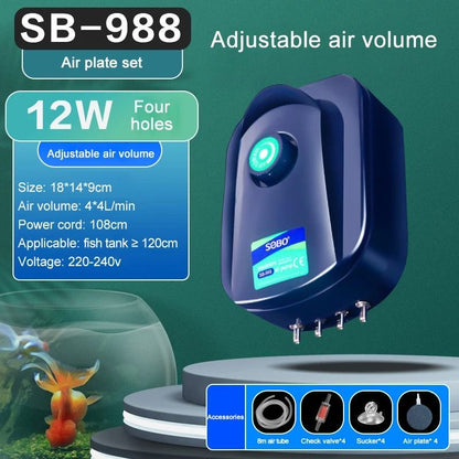 Silent Aquarium Oxygen Air Pump With Adjustable Air Volume 12