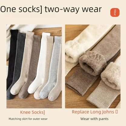 Fuzzy Lined Over Knee Cashmere Socks For Women 1