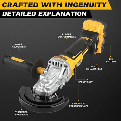 Cordless Brushless Angle Grinder 18V Rechargeable Handheld Grinder Cutting And Polishing Tool 125mm 2