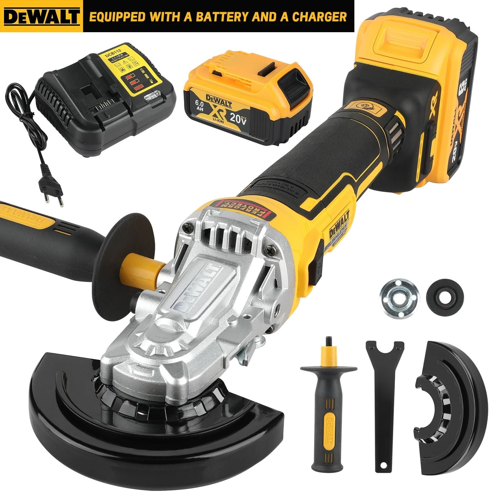 Cordless Brushless Angle Grinder 18V Rechargeable Handheld Grinder Cutting And Polishing Tool 125mm 8
