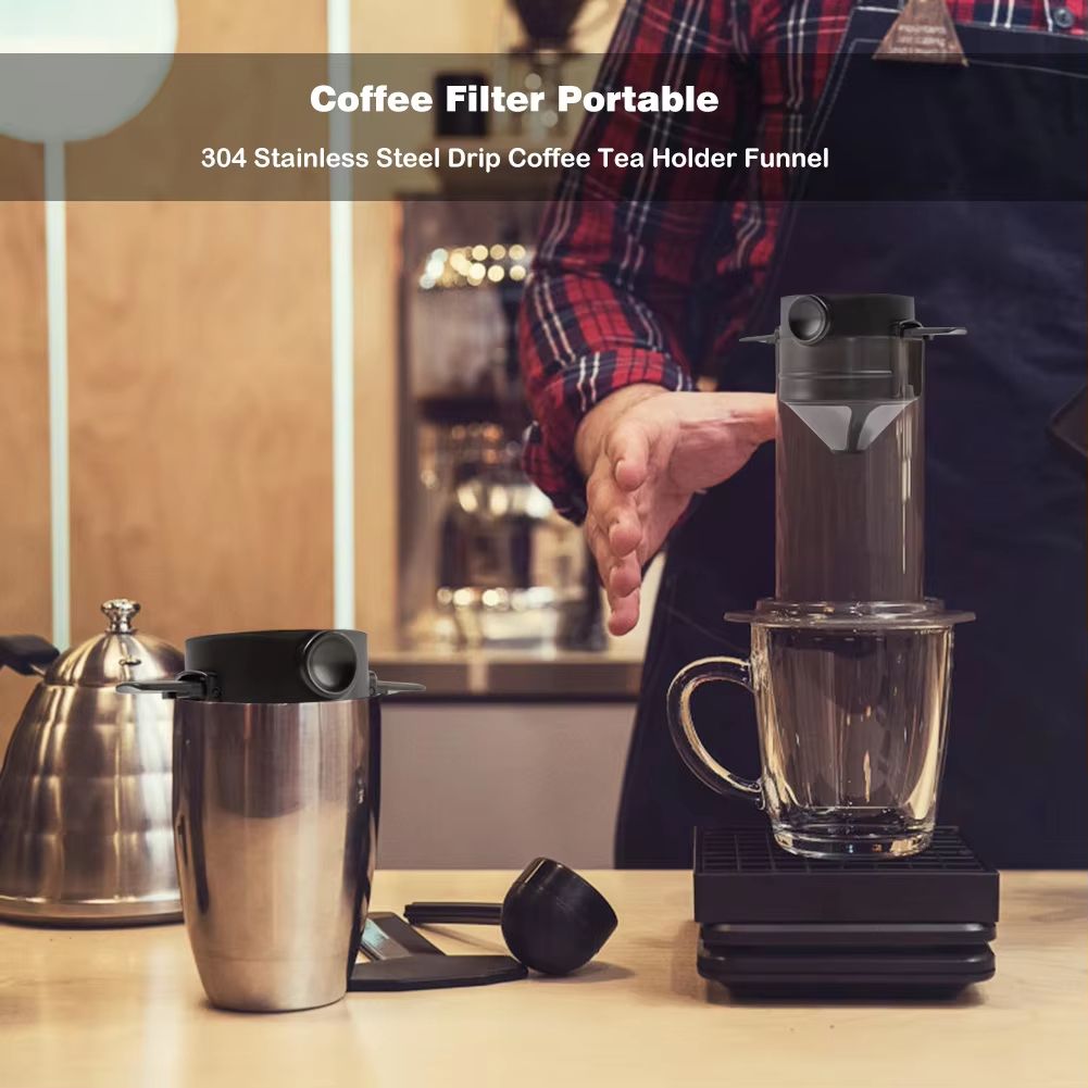 Stainless Steel Portable Coffee Dripper  Reusable Pour Over Coffee  Tea Filter Set 2