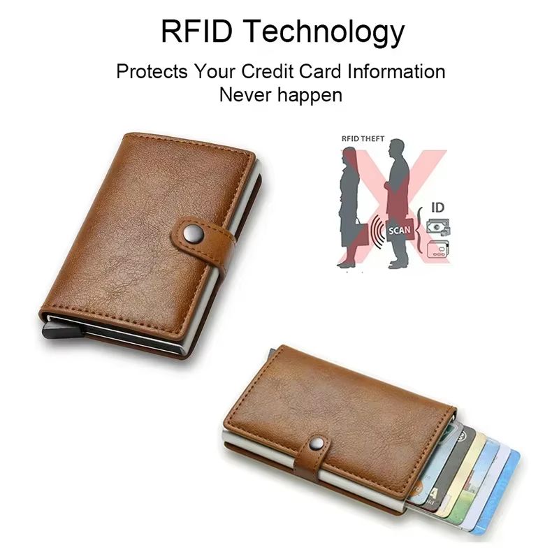 Carbon Fiber RFID Wallet  Slim Minimalist Metal Credit Card Holder For Men 4
