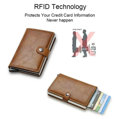 Carbon Fiber RFID Wallet  Slim Minimalist Metal Credit Card Holder For Men 4