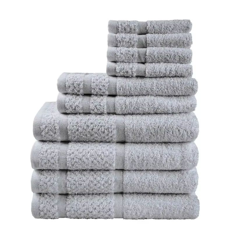 10-Piece Grey Towel Set – Ultra Soft, Durable & Absorbent Bathroom Essentials