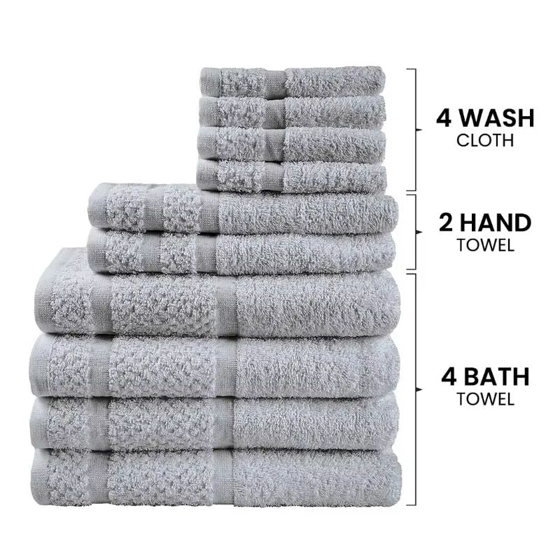 10Piece Grey Towel Set  Ultra Soft Durable  Absorbent Bathroom Essentials 3