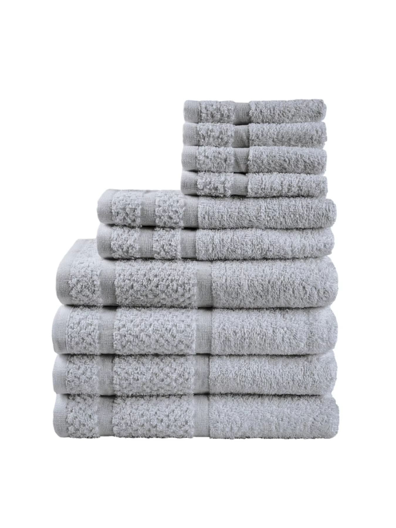10Piece Grey Towel Set  Ultra Soft Durable  Absorbent Bathroom Essentials 6