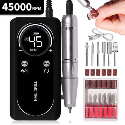 Professional 45000RPM Rechargeable Electric Nail Drill Machine  Portable Low Noise Nail Sander  Fil 8