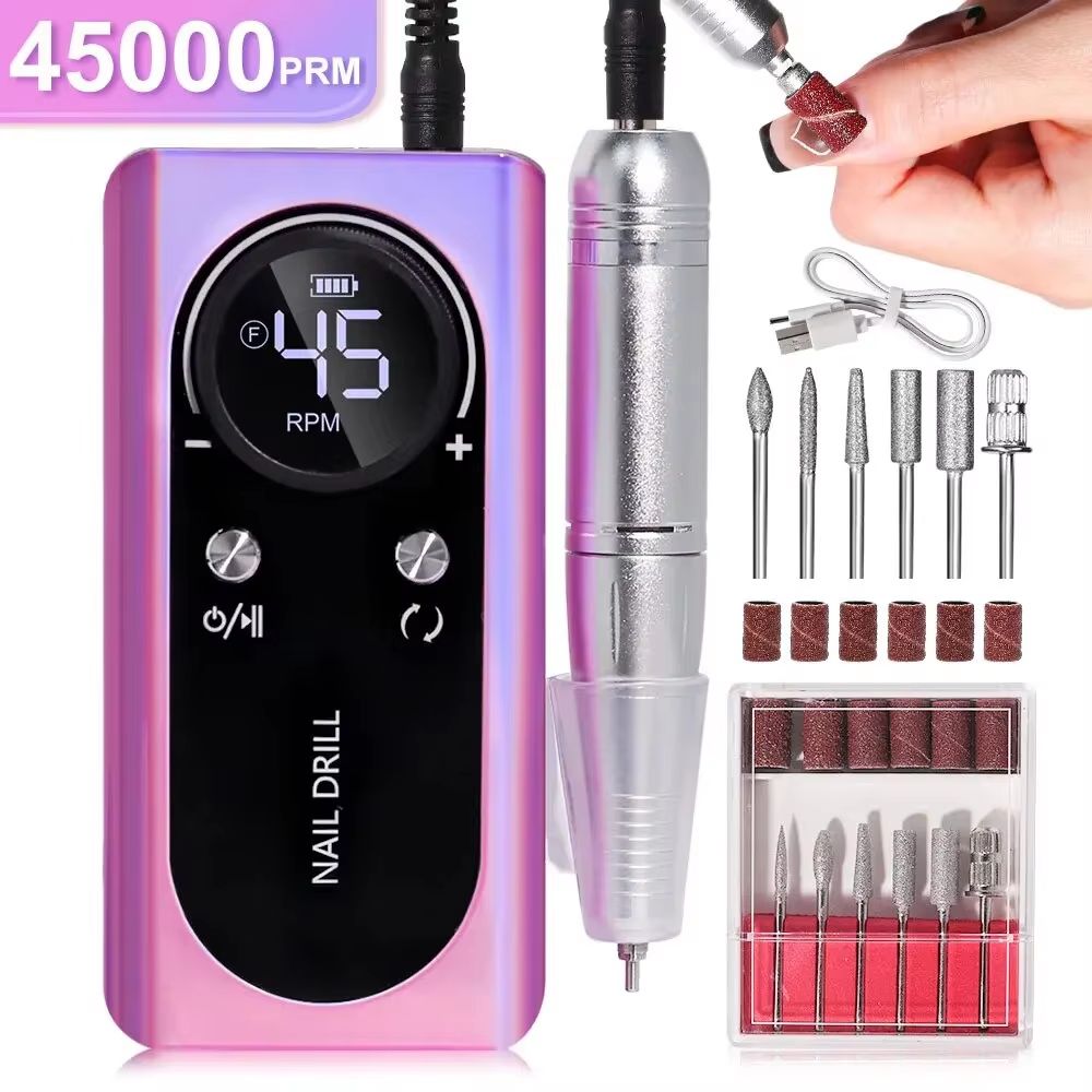 Professional 45000RPM Rechargeable Electric Nail Drill Machine  Portable Low Noise Nail Sander  Fil 9