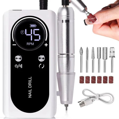 Professional 45000RPM Rechargeable Electric Nail Drill Machine  Portable Low Noise Nail Sander  Fil 6