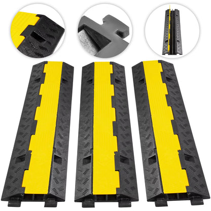 SucceBuy 2-Channel Heavy Duty Cable Protector Ramp – Rubber & PVC Cord Cover with 11,000LBS Load Capacity for Driveways,