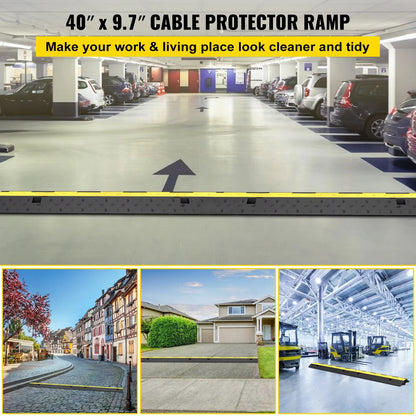 SucceBuy 2Channel Heavy Duty Cable Protector Ramp  Rubber  PVC Cord Cover With 11000LBS Load Capaci 1
