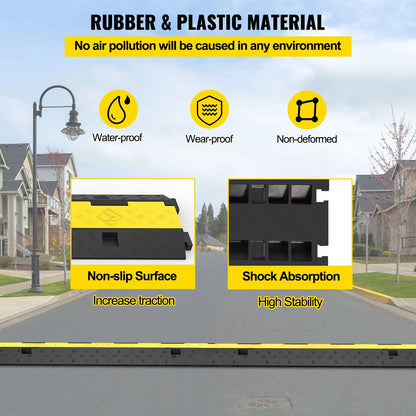 SucceBuy 2Channel Heavy Duty Cable Protector Ramp  Rubber  PVC Cord Cover With 11000LBS Load Capaci 4