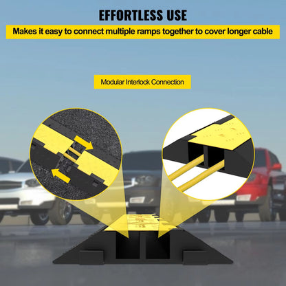 SucceBuy 2Channel Heavy Duty Cable Protector Ramp  Rubber  PVC Cord Cover With 11000LBS Load Capaci 5