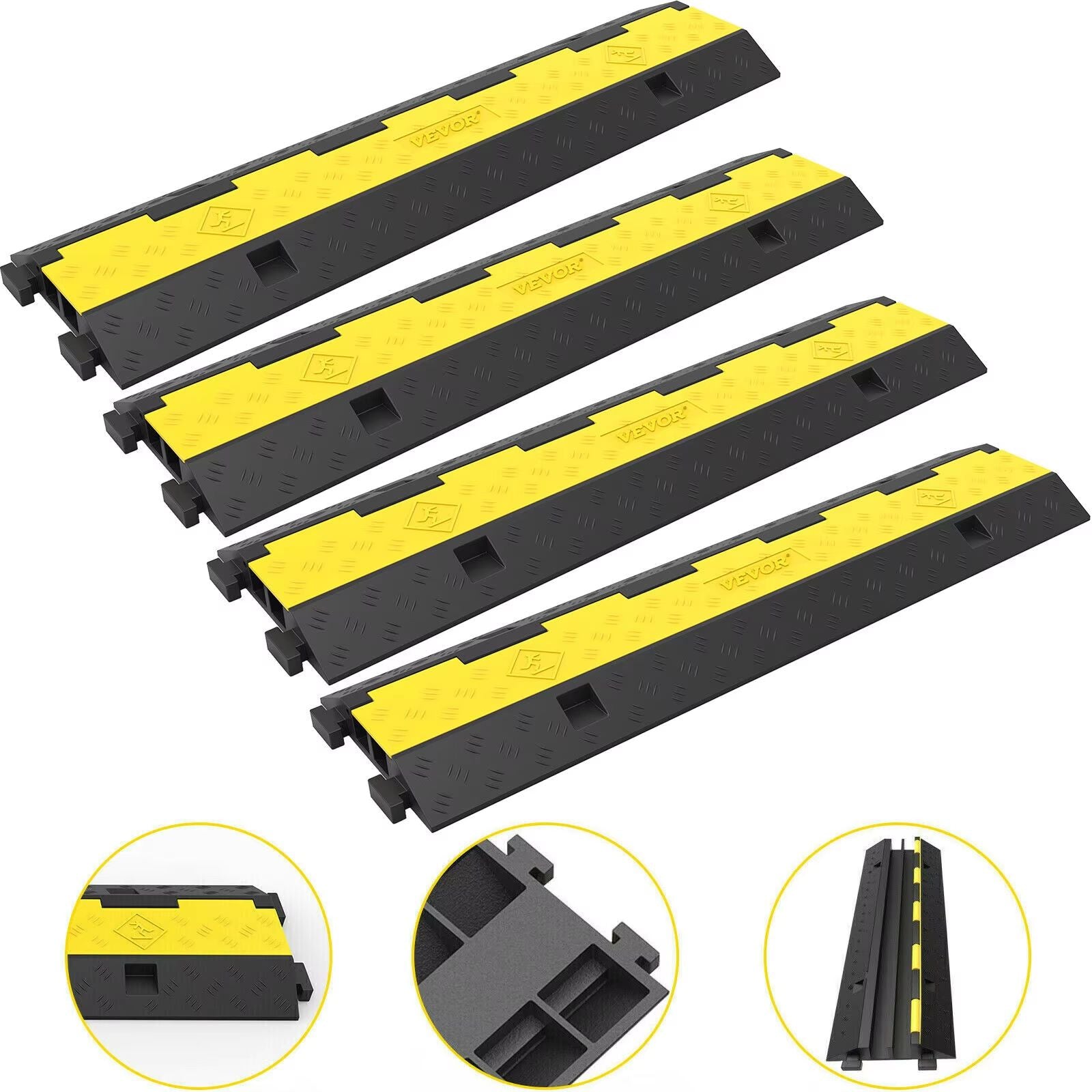 SucceBuy 2Channel Heavy Duty Cable Protector Ramp  Rubber  PVC Cord Cover With 11000LBS Load Capaci 7