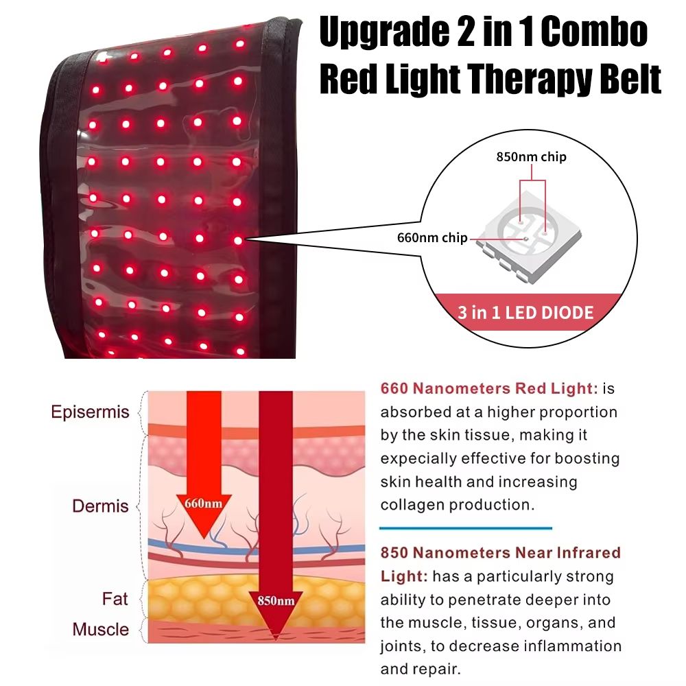 Red Light Therapy Belt With 660nm  850nm Near Infrared For Pain Relief And Circulation 4