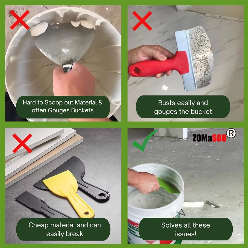 Curved Bucket Scoop Scraper And Putty Knife Set  Durable Drywall  Plaster Finishing Tools 3
