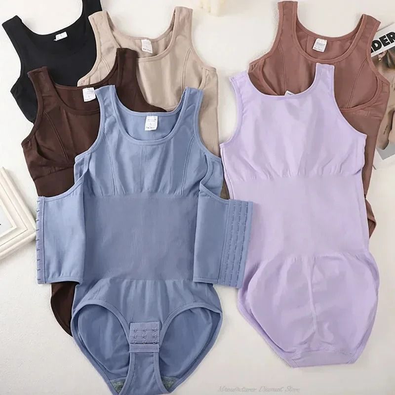 Womens Bodysuit Shapewear with Zipper Belt and Tummy Control