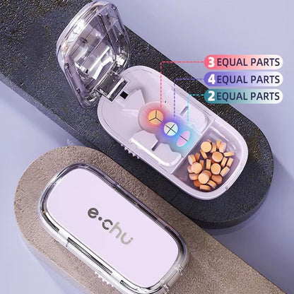 3-in-1 Pill Cutter and Medicine Splitter – Precise Tablet Divider, Quarter & Half Pill Organizer, Portable Pill Box