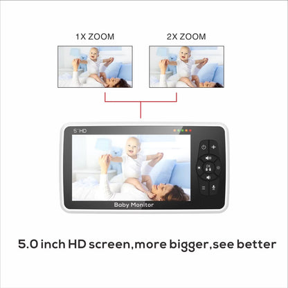 5Inch Video Baby Monitor With Camera  Audio  Long Range 22Hour Battery 4X Zoom 2Way Talk  Temperatu 2