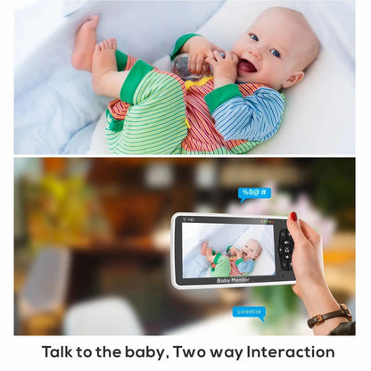 5Inch Video Baby Monitor With Camera  Audio  Long Range 22Hour Battery 4X Zoom 2Way Talk  Temperatu 3