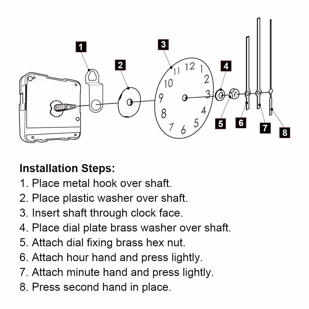 DIY Quartz Clock Movement Kit  Silent Wall Clock Mechanism With Long Shaft 3