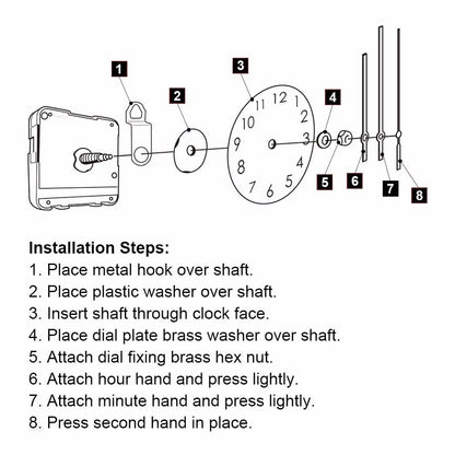 DIY Quartz Clock Movement Kit  Silent Wall Clock Mechanism With Long Shaft 3