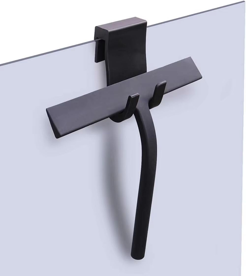 Matte Black Shower Squeegee - Silicone Streak-Free Glass and Window Cleaner