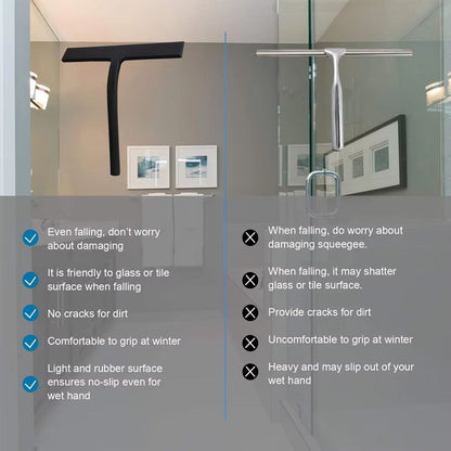 Matte Black Shower Squeegee  Silicone StreakFree Glass And Window Cleaner 1