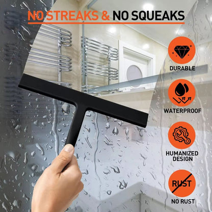 Matte Black Shower Squeegee  Silicone StreakFree Glass And Window Cleaner 3