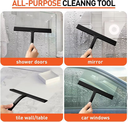 Matte Black Shower Squeegee  Silicone StreakFree Glass And Window Cleaner 4