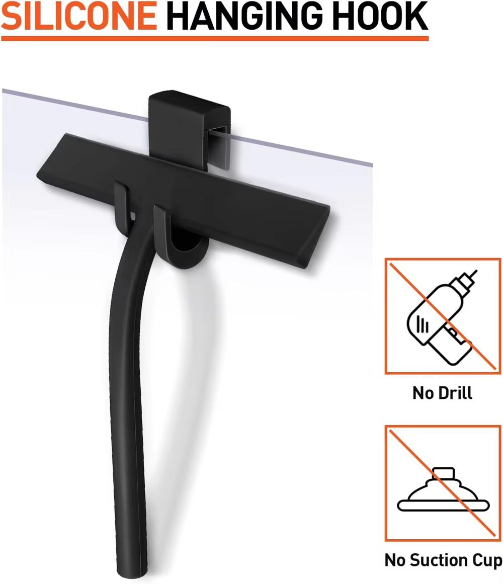 Matte Black Shower Squeegee  Silicone StreakFree Glass And Window Cleaner 5