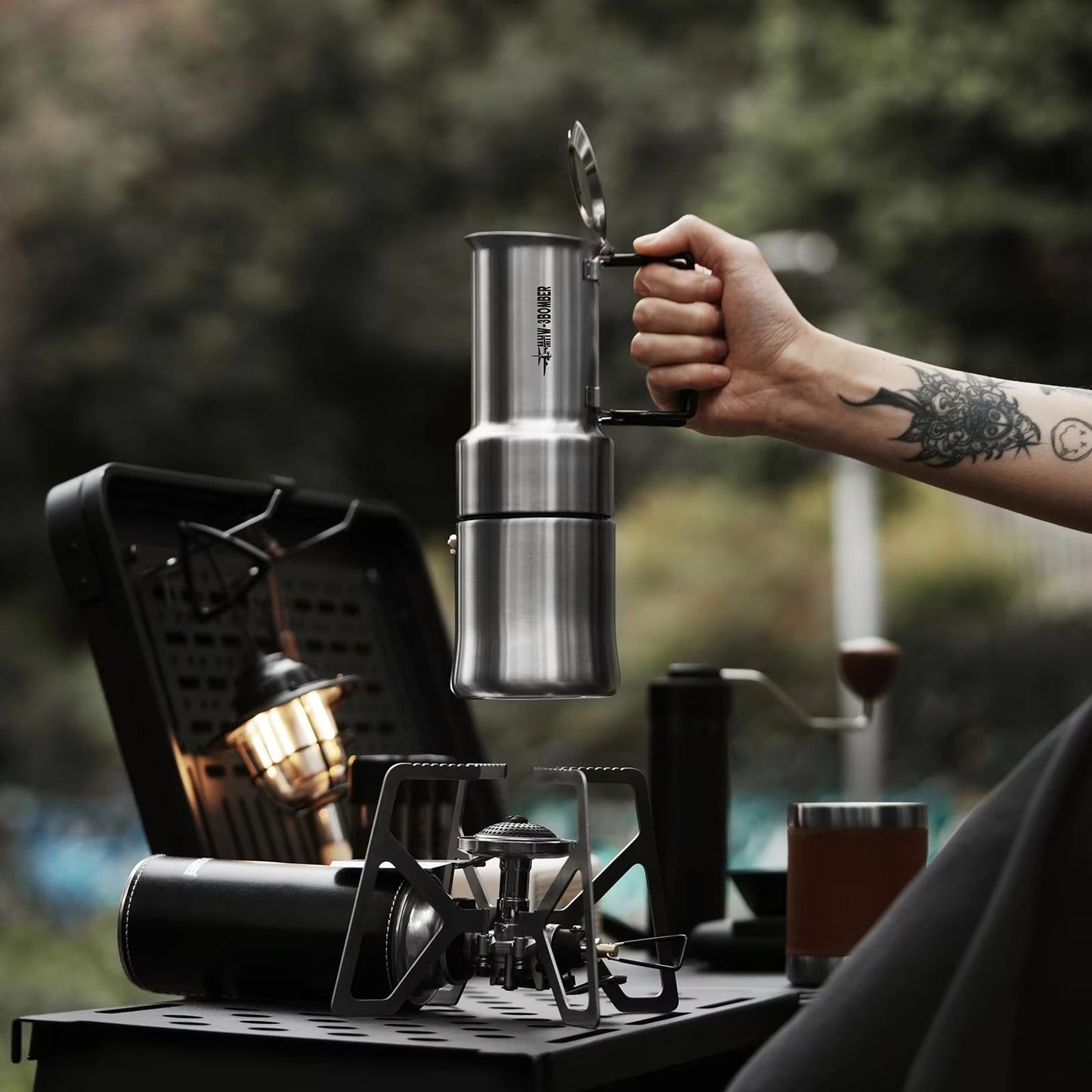 Stainless Steel Moka Pot  Portable Espresso Coffee Maker With Foldable Handle 1