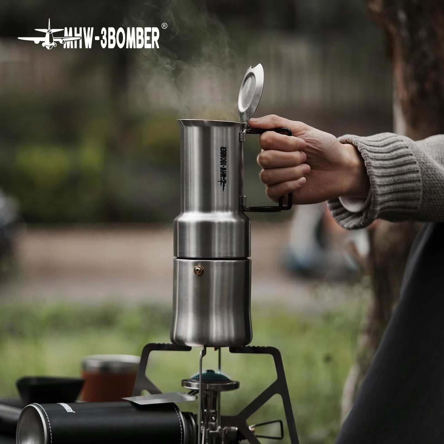 Stainless Steel Moka Pot  Portable Espresso Coffee Maker With Foldable Handle 2